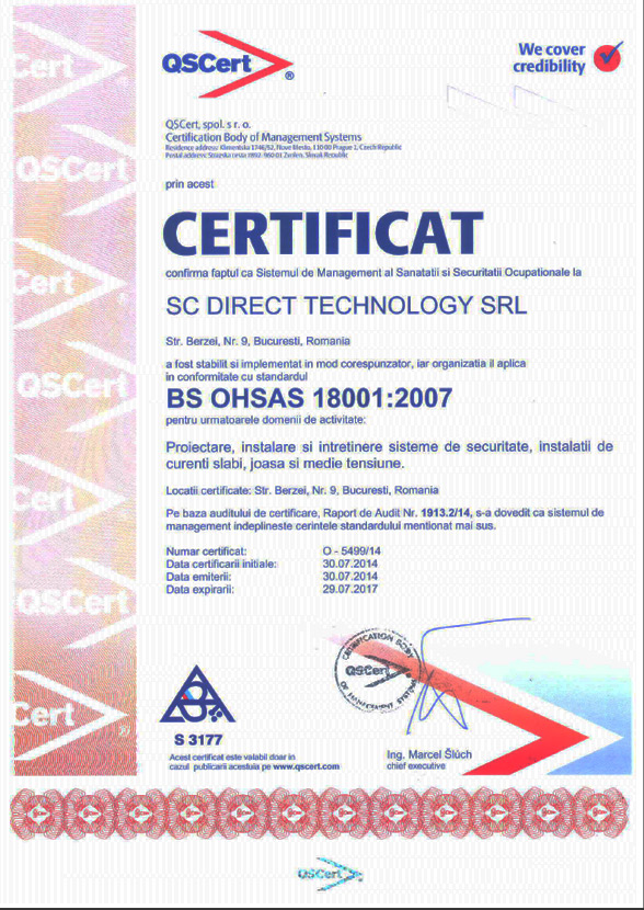certificat BS OHSAS
